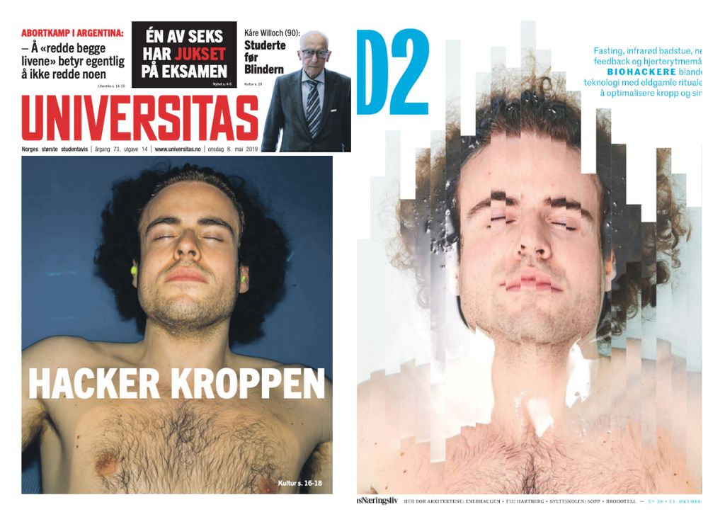Forsidene til Universitas 8. mai (til venstre) og D2 11.oktober er påfallende like.