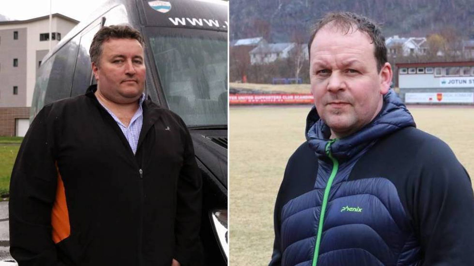 STEILE FRONTAR: Fotballen i Årdal er ikkje einig med seg sjølv om den beste vegen vidare etter helgas opprykk. Leiar Henrik Rønningen i Jotun (t.v) og avtroppande Årdal FK-trenar Ivan Øy.