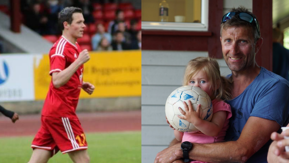 SAMDE: Kaptein Brede Stedje Ylvisåker på Årdal FK (til venstre) meiner det bør vera éi bygd, éin klubb. Han får støtte av klubblegende i Jotun og Årdal FK, Ole Gunnar Hunderi.