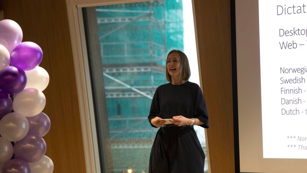 Forsknings- og høyere utdanningsminister Iselin Nybø talte under Microsofts lansering av talegjenkjenning på norsk denne uken.