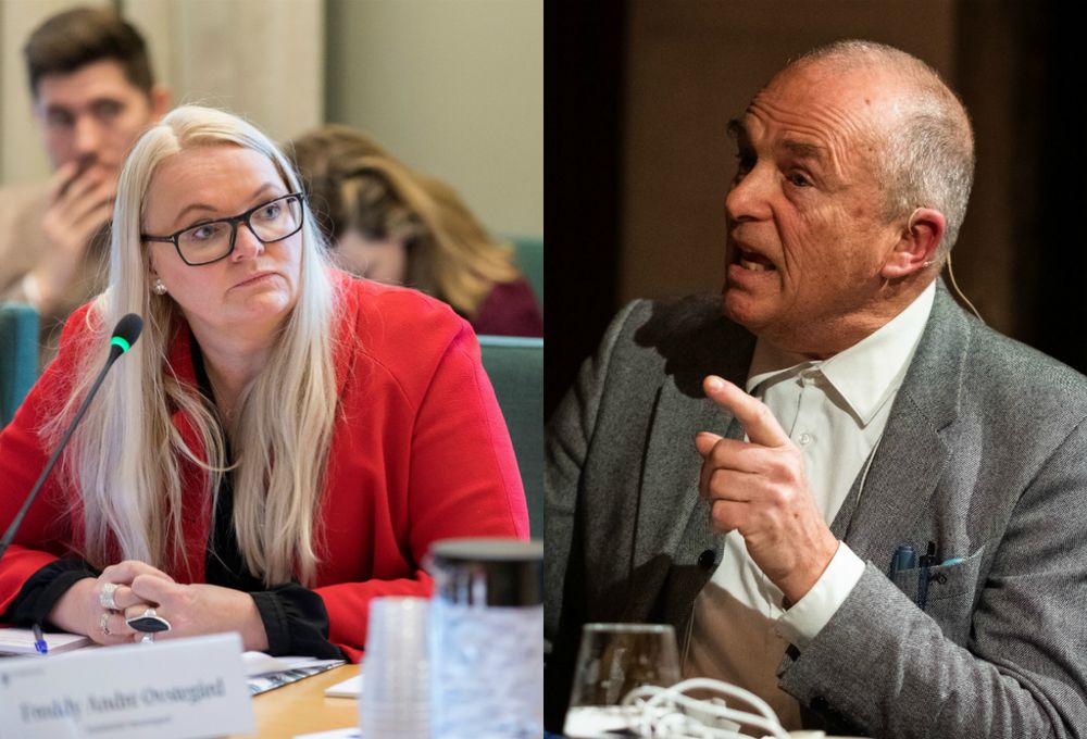 Mediepolitisk talsperson Åslaug Sem-Jacobsen (Sp)
og Document.no-redaktør Hans Rustad.
