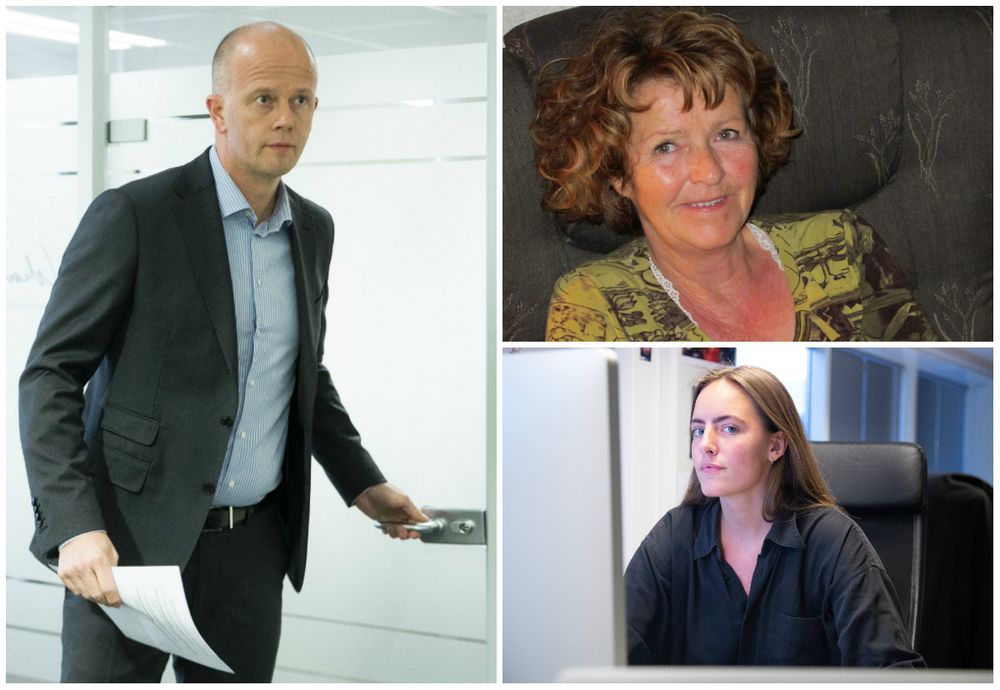 Advokat Svein Holden, til høgre Anne-Elisbaeth Hagen og redaktør i Natt&Dag, Ida Wammer.
