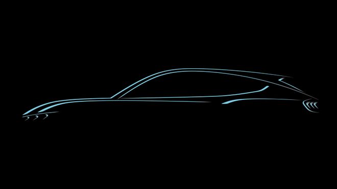 Ford har publisert denne skissen av sine kommende el-SUV. Fronten og hekken kan minne om dagens Ford Mustang.