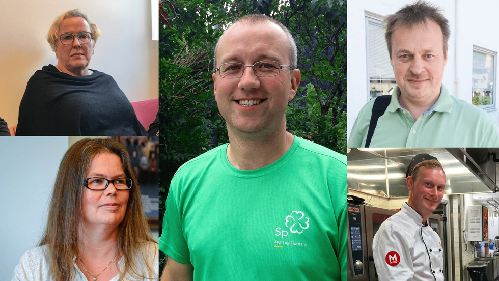 Clara Øberg (oppe t.v.), varaordførar Vibeke Johnsen, ordførar Arnstein Menes, Arne Glenn Flåten (oppe t.h.) og Stig Ove Ølmheim.
