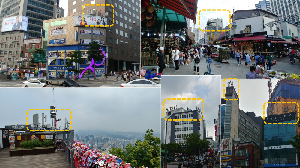 Basestasjonene er strategisk plassert i bybildet i hovedstaden Seoul. Bildet er fra presentasjonen Fredrik Jungermann holdt under Inside Telecom-konferansen 5. november i Oslo. Bildene har han tatt selv.