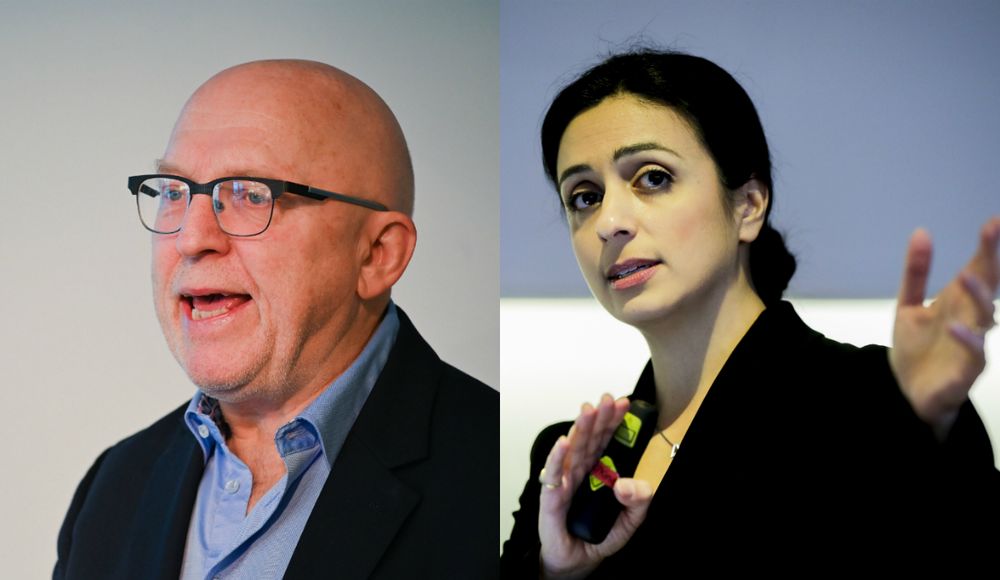 Leder Sven Egil Omdal i Norsk Presseforbunds kildeutvalg. Til høyre: Nestleder Hadia Tajik i Arbeiderpartiet.