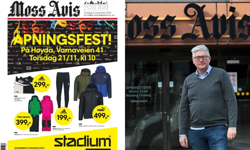 Skjermdump av Moss Avis 21. november 2019 og redaktør Pål Enghaug.