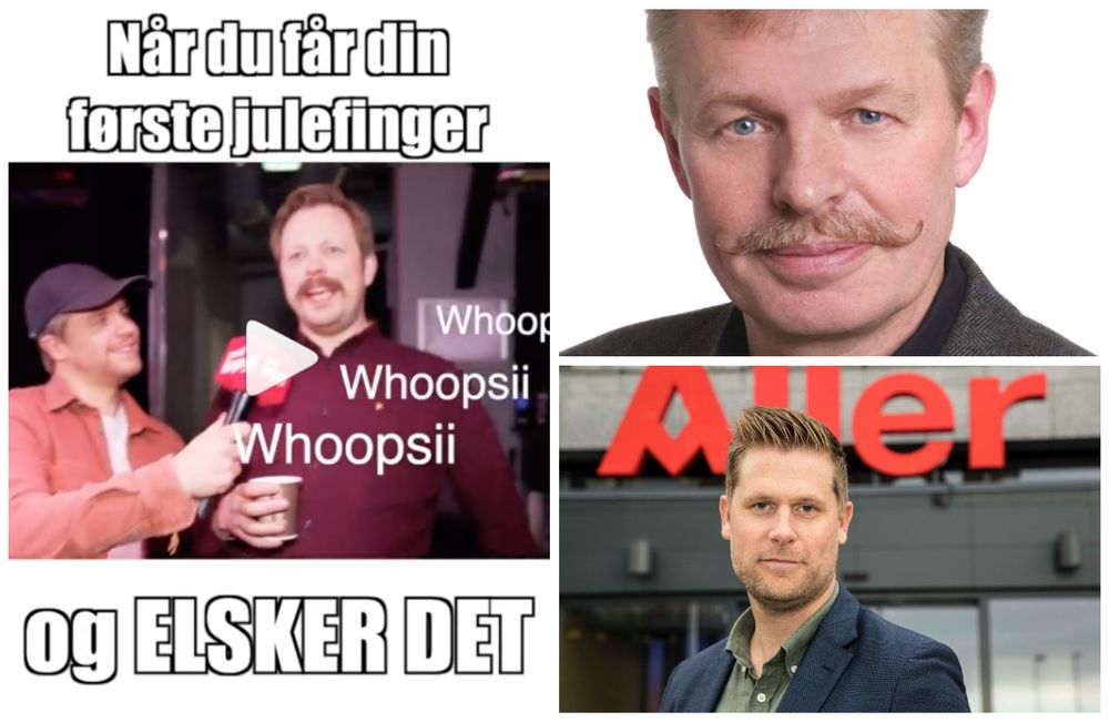 Einar Tørnquist får «en julefinger» av Dagbladets reporter, noe som får Are Saastad i Reform - ressurssenter for menn (øverst til høyre) til å reagere. Allers TV-direktør Mads A. Andersen mener opptrinnet er innenfor.