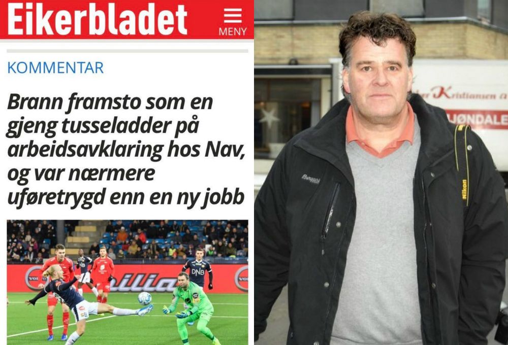 Skjermdump av kommentaren til venstre, og redaktør Stig Odenrud i Eikerbladet til høyre.