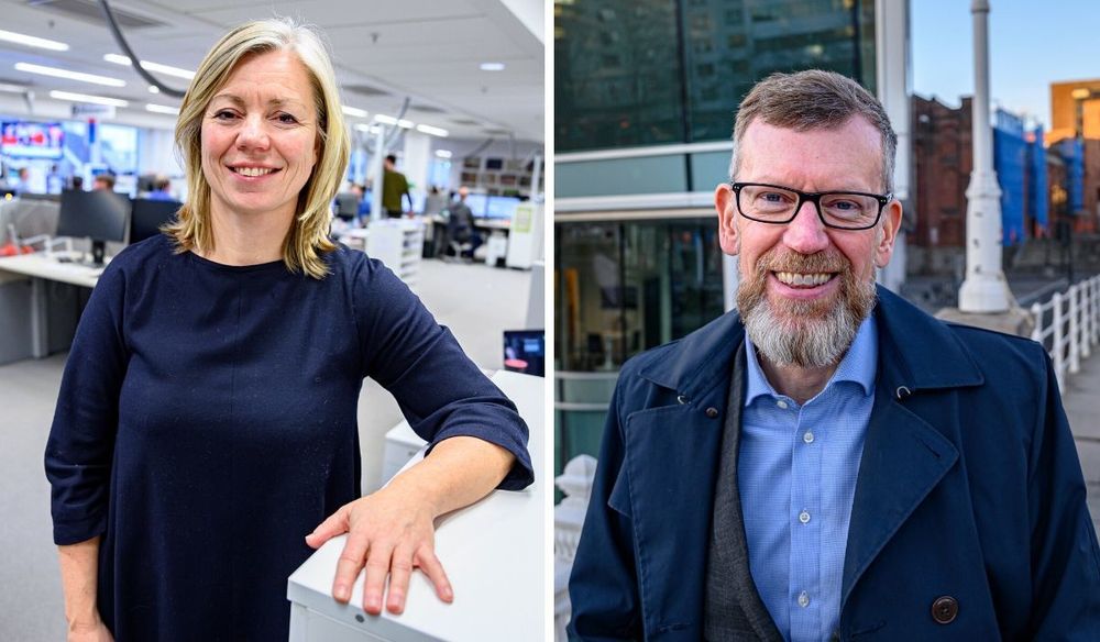 Aftenpostens sjefredaktør Trine Eilertsen (til venstre) er glad for å ha sikret seg signaturen til Kjetil B. Alstadheim.
