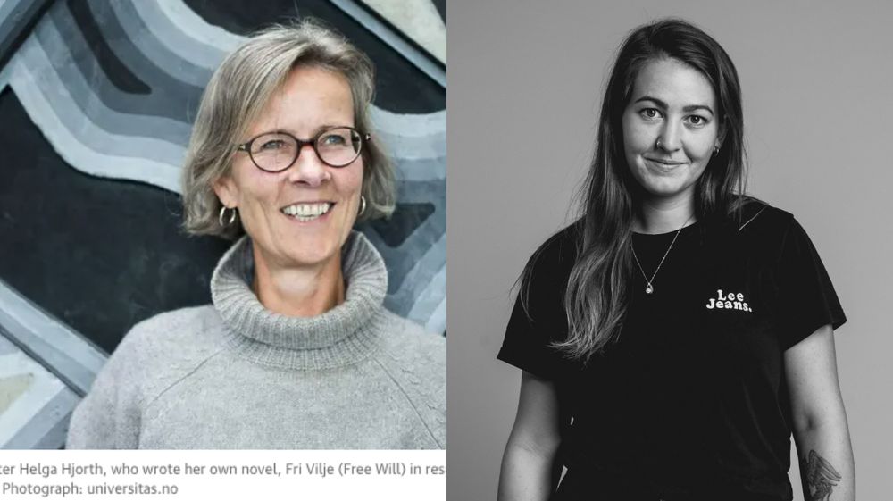 Til venstre er skjermdump av The Guardian-saka med bilete av Helga Hjorth. Til høgre er tidlegare Universitas-fotograf Guro Sommer Værland.
