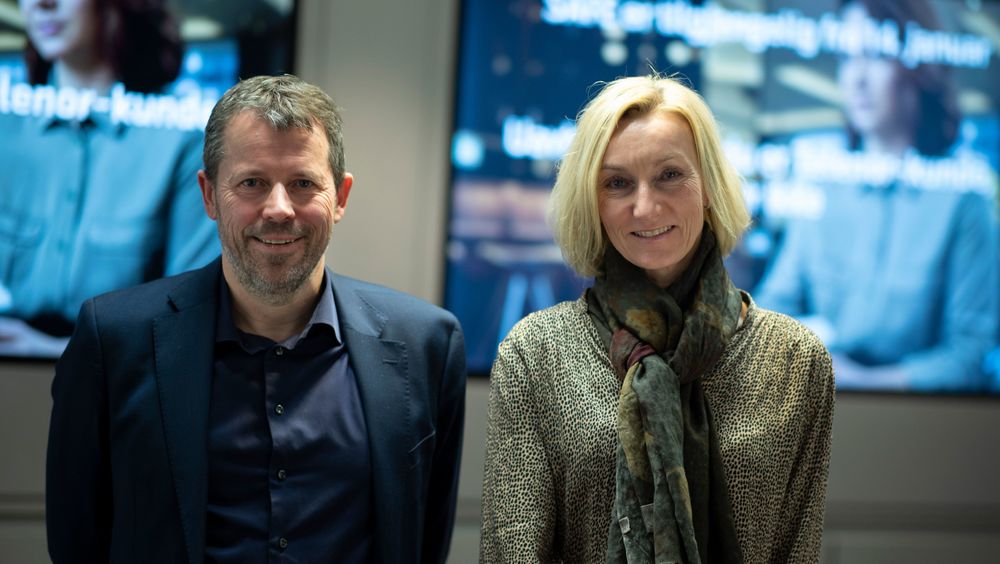 Direktør for mobildivisjonen i Telenor Norge, Ric Brown og sikkerhetsdirektør Hanne Tangen Nilsen presenterte tjenesten Telenor Safe tirsdag.