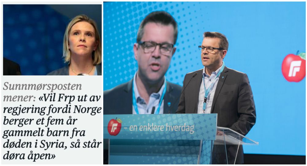 Leiaren til Sunnmørsposten til venstre, og leiar Frank Sve i Møre og Romsdal Frp til høgre.