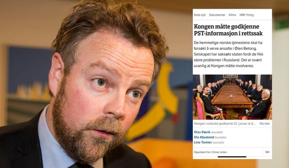 Torbjørn Røe Isaksen reagerer på vinklingen på NRKs nettsak om PST-informasjonen.