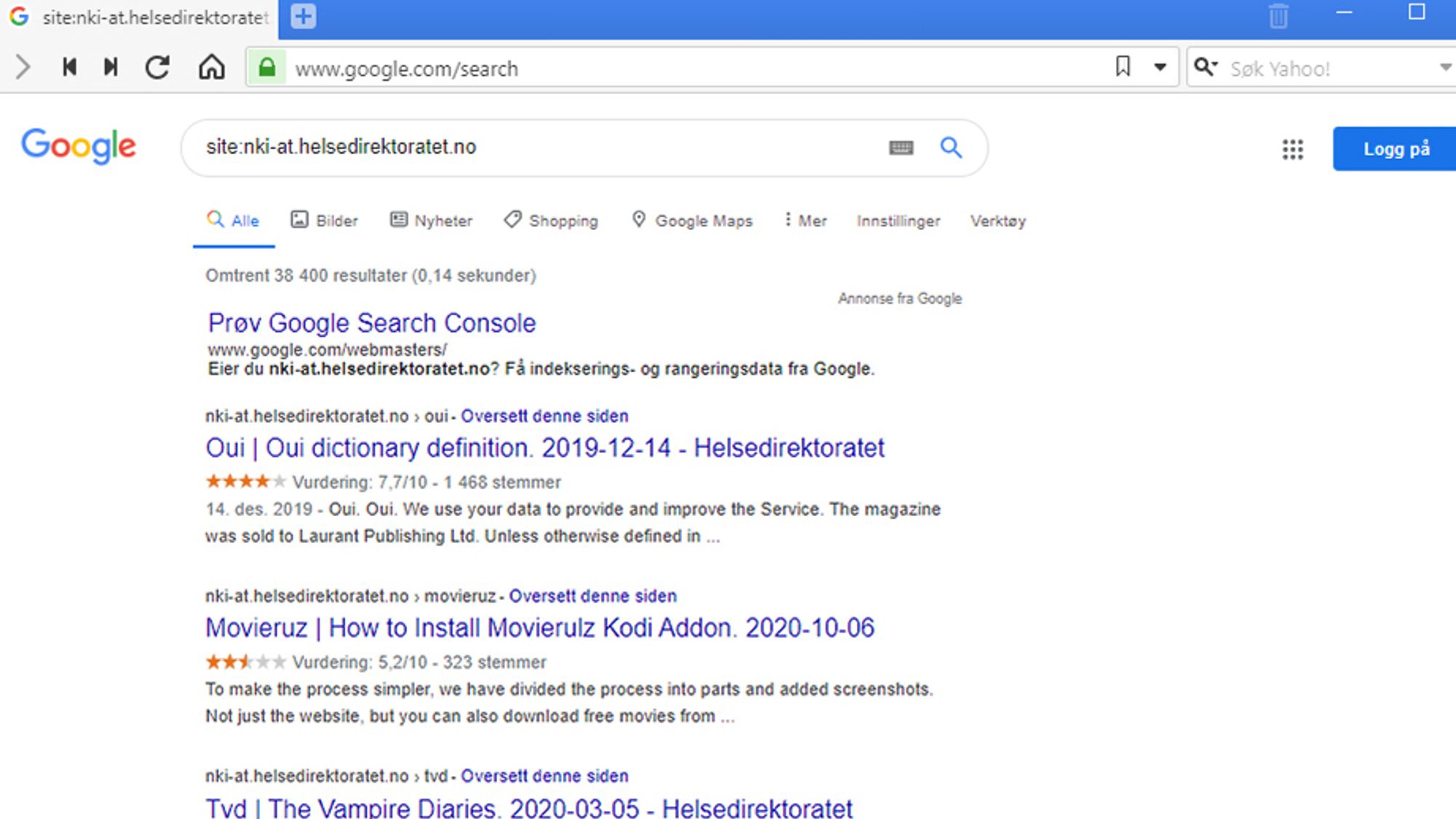 Helsedirektoratet avviser at de er blitt hacket, slik man kan ledes til å tro etter et googlesøk.