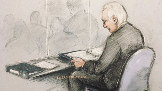 Rettstegning av Julian Assange da en domstol i London mandag begynte prosessen med å vurdere om han kan utleveres til USA.