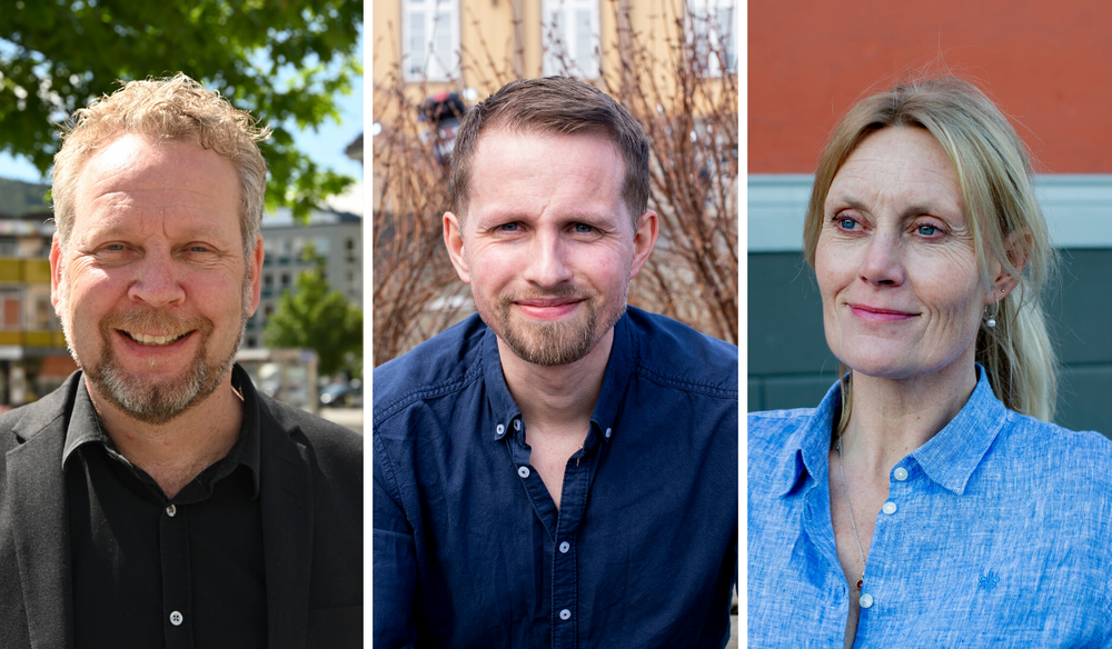 Sjefredaktørene Espen Sandli i Drammens Tidende, Helge Nitteberg i Nordlys og Guri Jortveit i Arbeidets Rett.