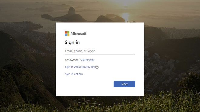 Innloggingsvindu for Microsoft-konto.