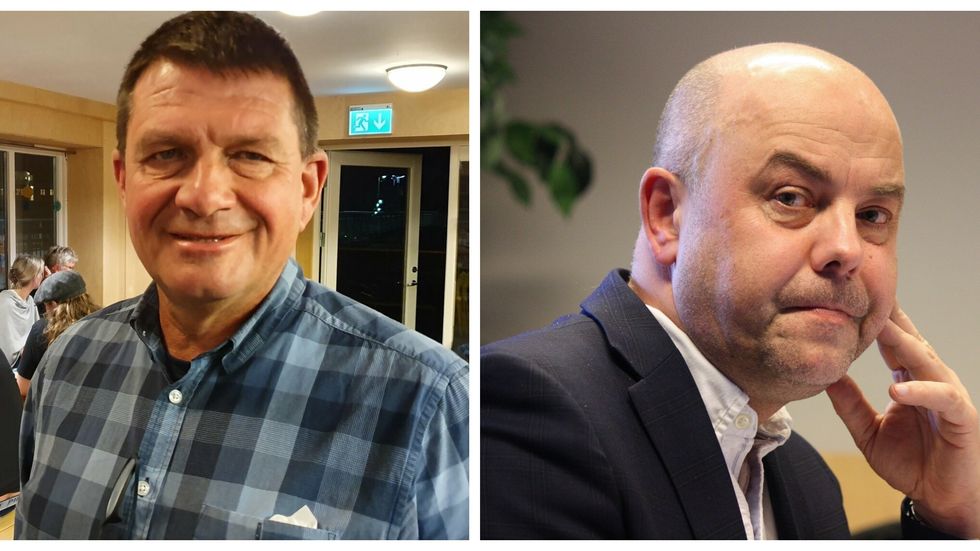 Både ordførar i Aurland Trygve Skjerdal (t.v) og ordførar i Lærdal Audun Mo (t.h) er rusta til 1.-4. klasse skal tilbake på skulebenken i slutten av månaden.