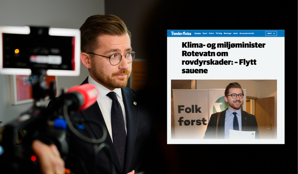 Klima- og miljøminister Sveinung Rotevatn reagerer på Trønder-Avisas tittel om sau.