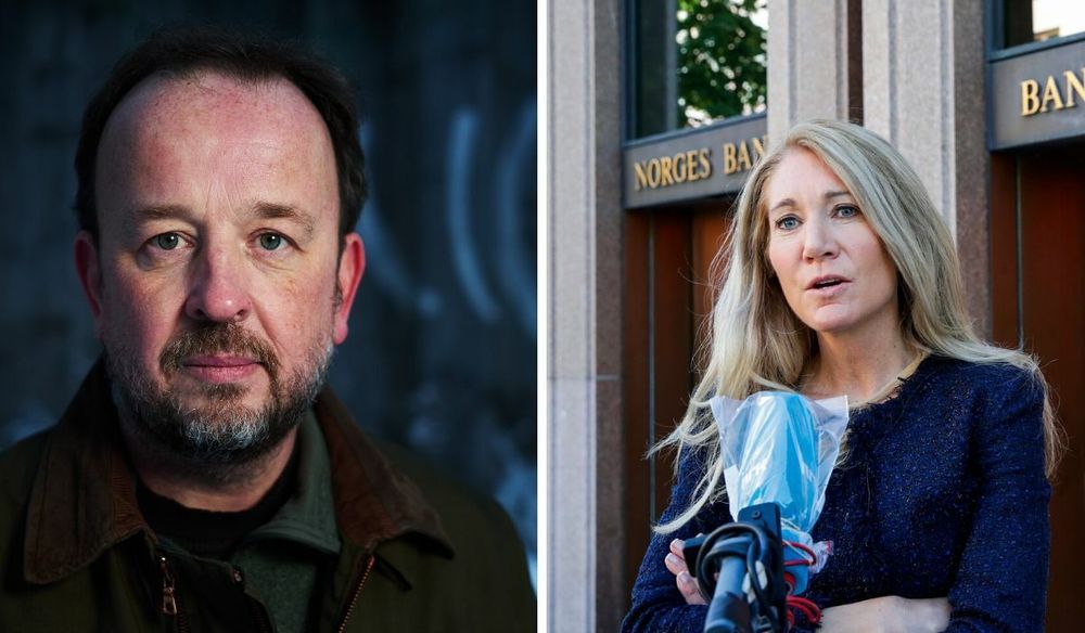 Politisk redaktør Frithjof Jacobsen i Dagens Næringsliv og representantskapets leder Julie Brodtkorb i Norges Bank.