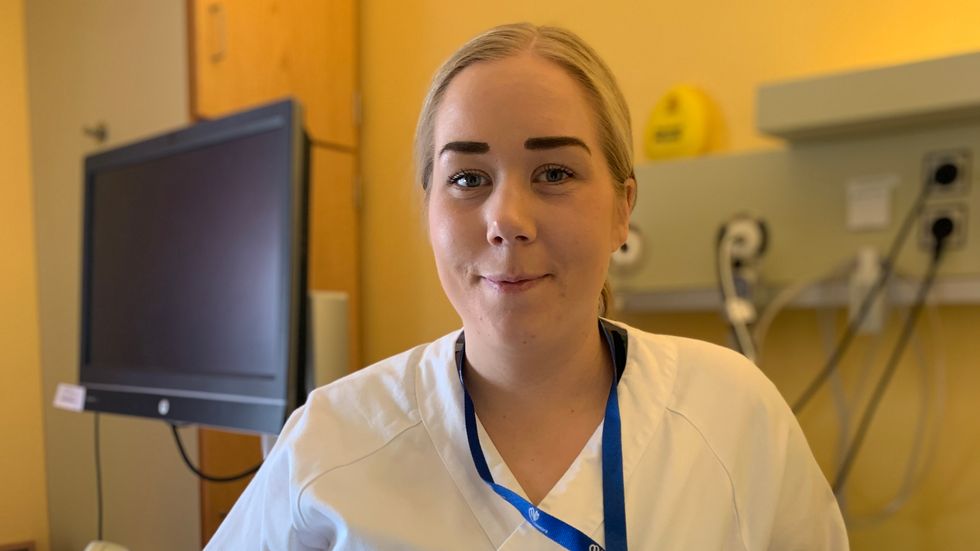 SJUKEPLEIAR: Eva Finden frå Vik jobbar på hjerteavdelinga på Haukeland universitetssjukehus.