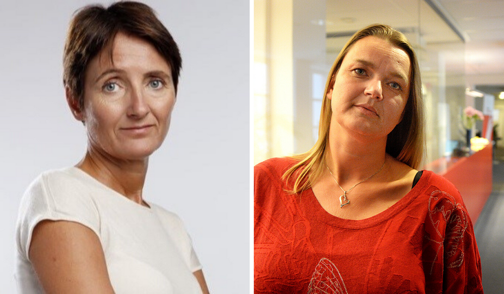 Pernille Børset i MBL og Hege Iren Frantzen i NJ leder forhandlingene på hver sin side av bordet.