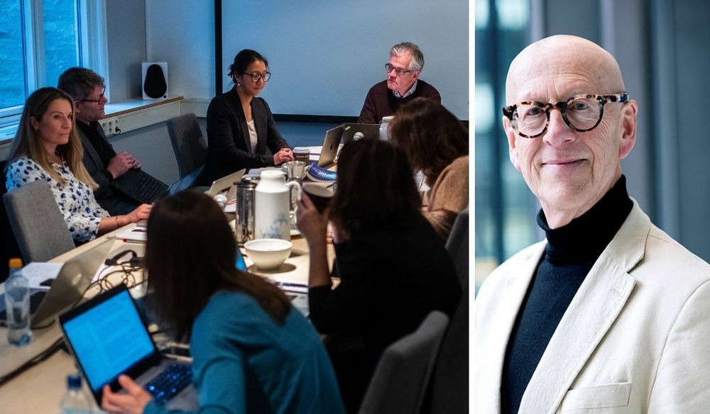 T.v.: Pressens Faglige Utavlg, med leiar Alf Bjarne Jonhsen (til høgre). T.h.: Professor Harald Nils Røstvik ved Universitetet i Stavanger.
