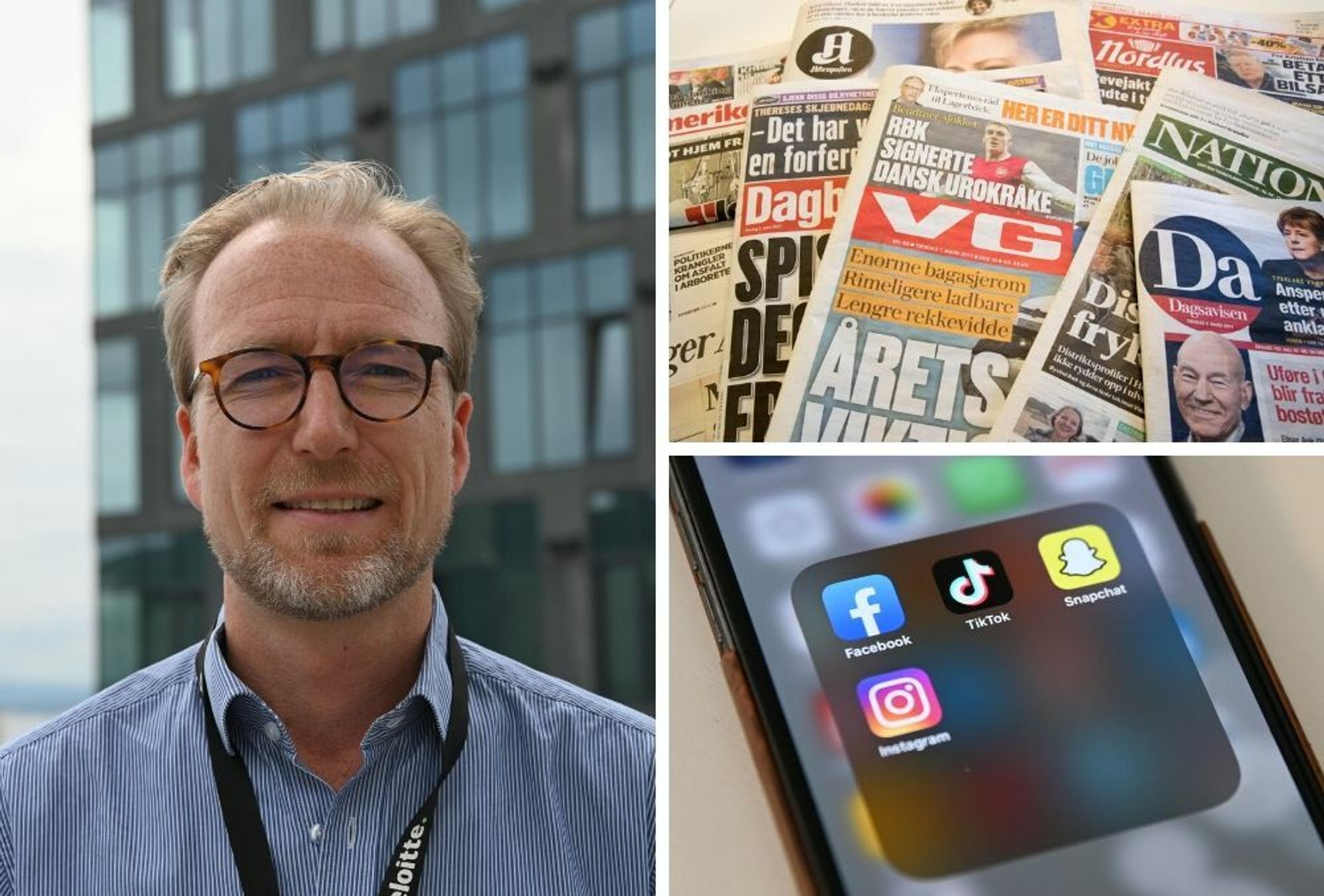 Joachim Gullaksen i Deloitte forteller om nordmenns medievaner. (Foto: Ingvild Fylling / Ole Alexander Saue / Terje Bendiksby / NTB scanpix).