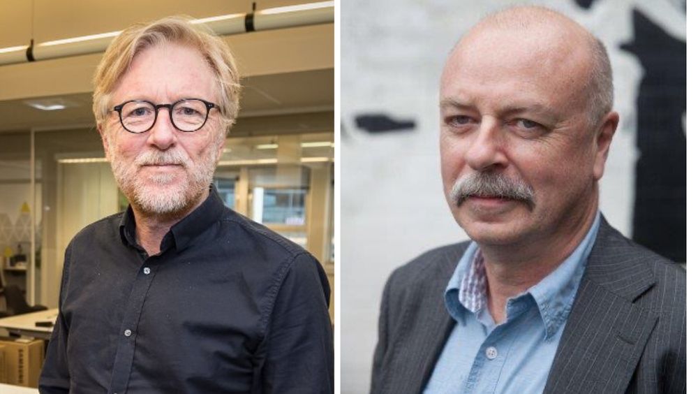 Redaktør i Firda, Kai Aage Pedersen, og kommunikasjonssjef i Helse Førde, Terje Ulvedal.