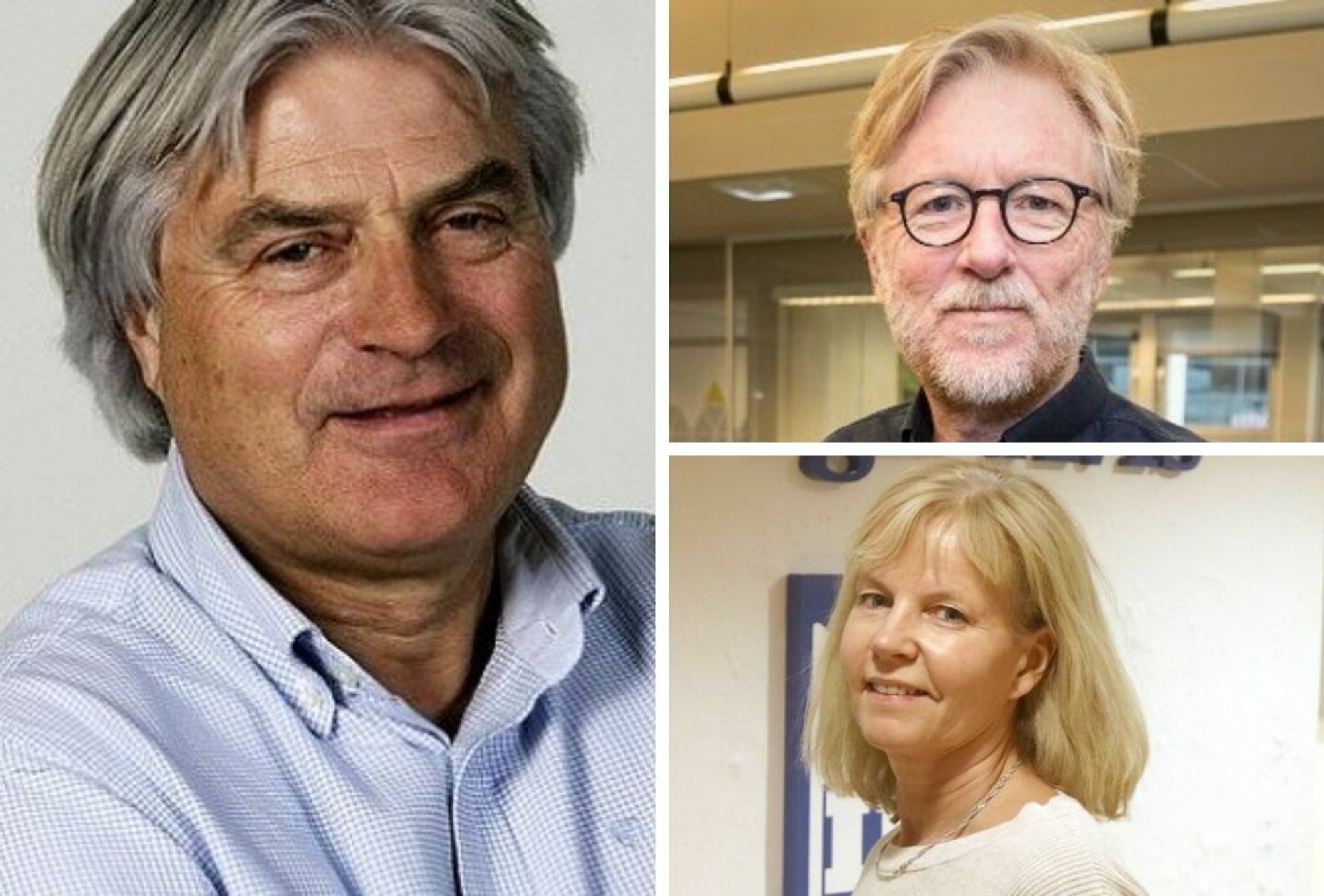 Gunnar Bodahl-Johansen, redaktør Kai Aage Pedersen i Firda og redaktør Eli Grotle i Sogn Avis.