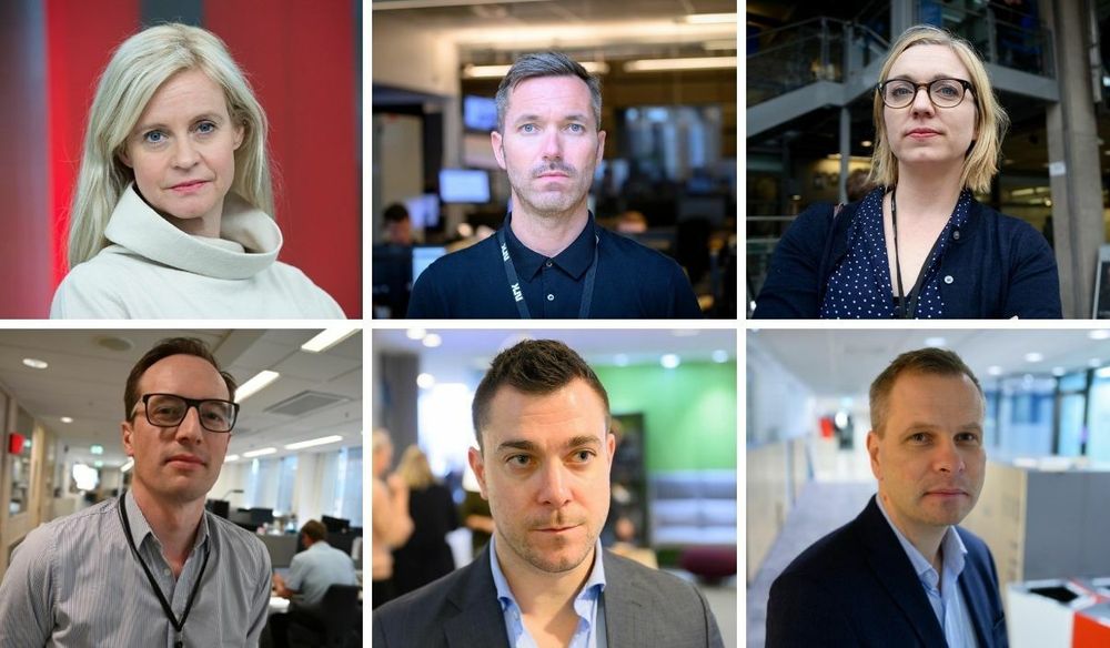 Karianne Solbrække (TV 2), Marius Tetlie (NRK), Sarah Sørheim (NTB), Morten Andersen (Aftenposten), Jan Thomas Holmlund (Dagbladet) og Trond Olav Skrunes (Bergens Tidende).