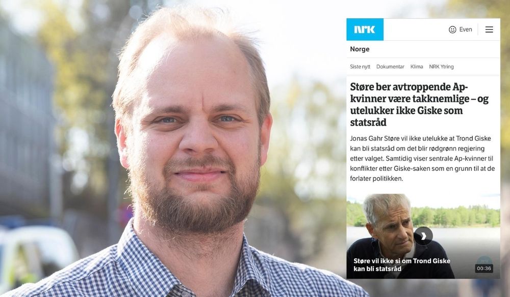 Rødt-politiker og tidligere Klassekampen-journalist Mímir Kristjánsson likte ikke NRKs vinkling på saken om Jonas Gahr Støre (innfelt).