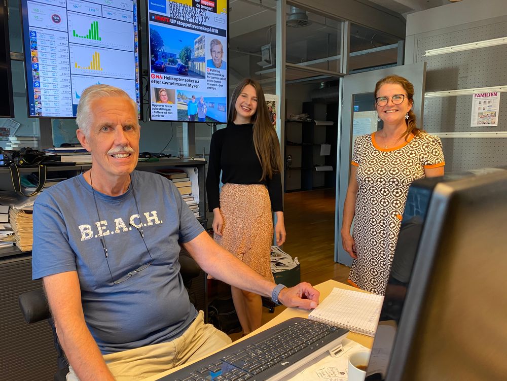 Redaktør Jarle Bentzen, journalist og konstituert nettsjef Karina Rydningen Torberntsson og nyhetsredaktør Anne Sterri Harestad.