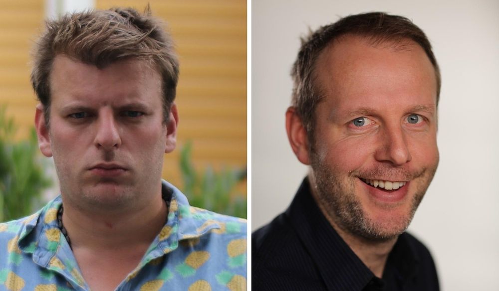 Klassekampen-journalist Martin Årseth og TV 2 Sportens Eystein Thue.