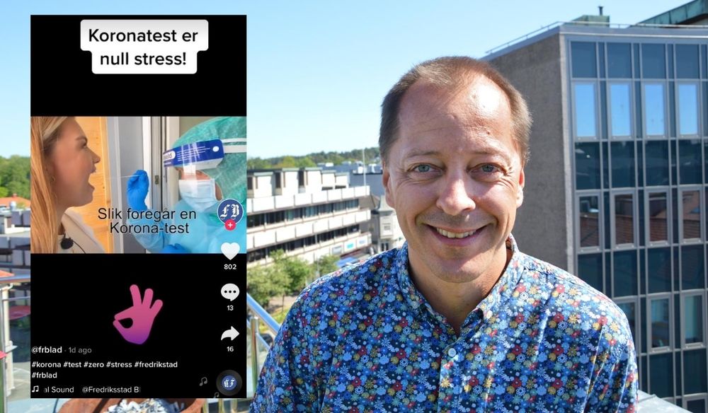 Sjefredaktør René Svendsen og Fredriksstad Blad opplever stor suksess med sin første video i den populære appen TikTok.