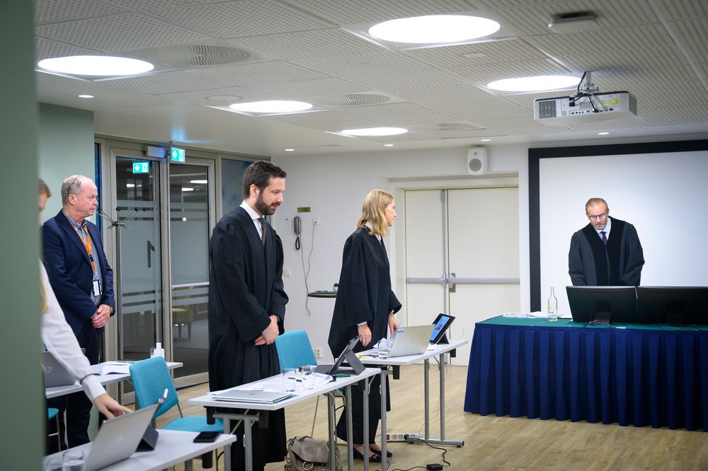 Rettssaken mellom Dagens Næringsliv og medieovervåkningstjenesten Retriever. Her fra Oslo tingrett 20. august 2020.