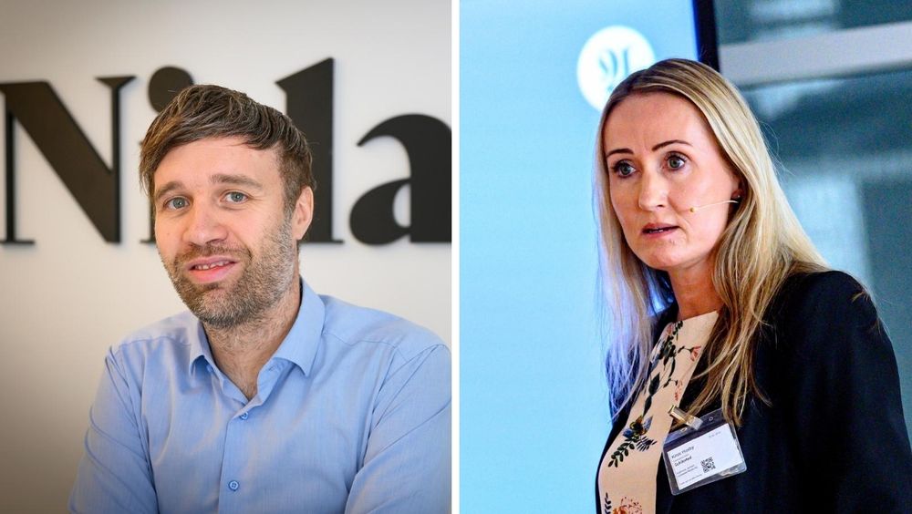 Nidaros-redaktør Arne Reginiussen og Adresseavisens sjefredaktør Kirsti Husby .