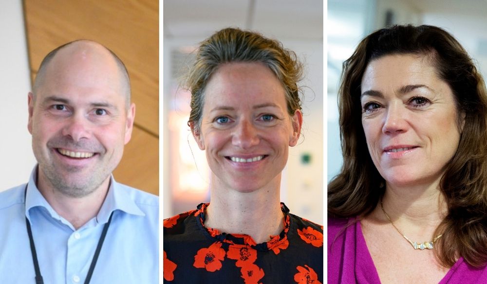 Amedia-konsernsjef Anders Opdahl, NHST-sjef Hege Yli Melhus Ask og Kristin Skogen Lund, konsernsjef i Schibsted.