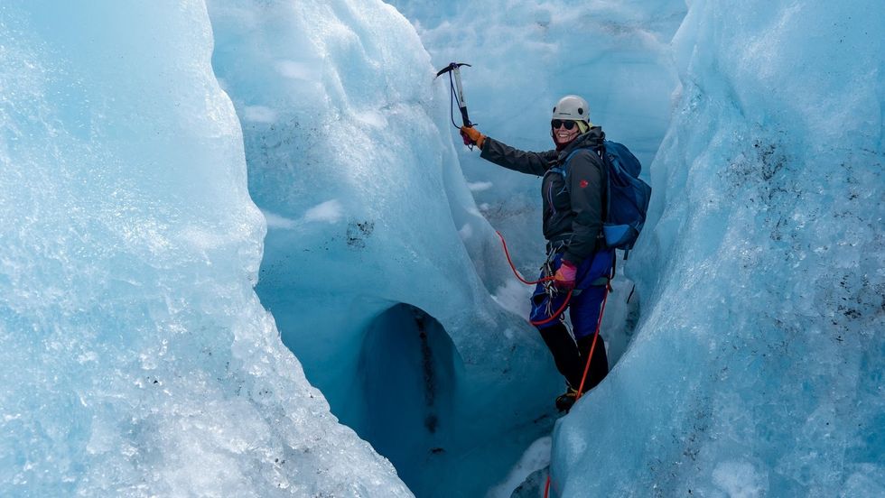 BLÅIS: Blåisvandring på Bøverbreen var eitt av turmåla under fjellsportsamlinga.