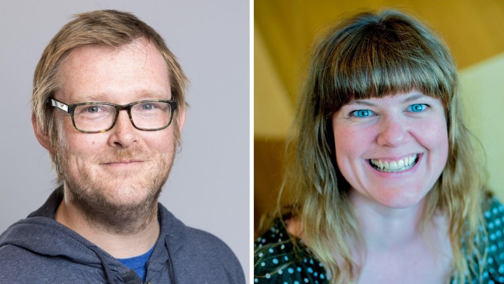Førsteamanuensis ved Universitetet i Bergen, Rune Mentzoni, og NRKs forsideredaktør Monika Aaserud.