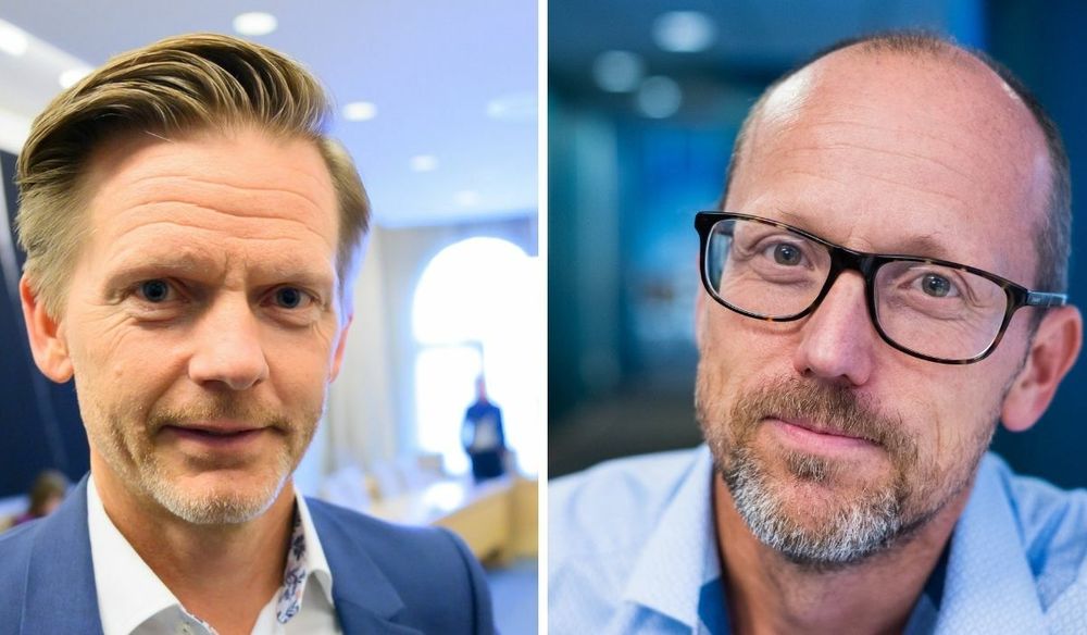 Tage Pettersen, Høyres mediepolitiske talsperson på Stortinget og Per Magne Tveiten, konsernsjef i Mentor Medier.