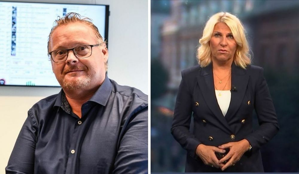 Redaksjonssjef i Avisen Agder, Erik Thime (til venstre) reagerer på at NRK-journalisten Siv Kristin Sællmann minnet om at møtet med kronprinsen skulle være lukket.