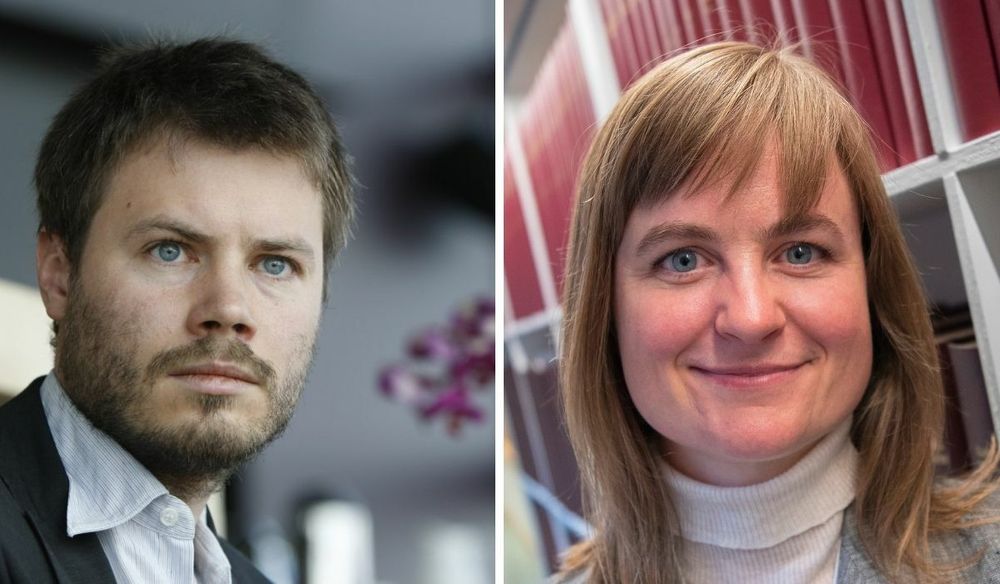 Nils August Andresen, ansvarlig redaktør i Minerva, og ansvarlig redaktør i Klassekampen Mari Skurdal.