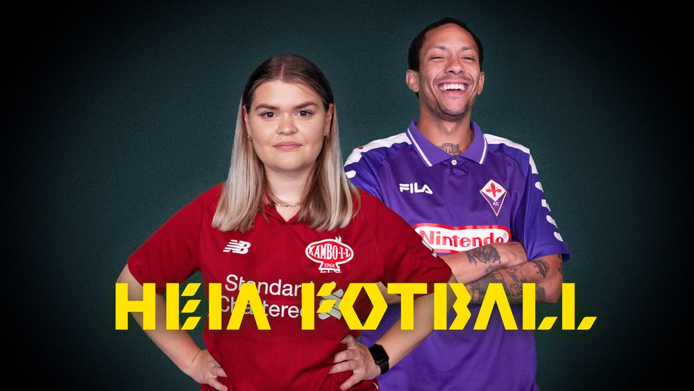 «Heia Fotball»-programlederne Sofia Johansen og Tete Lidbom.
