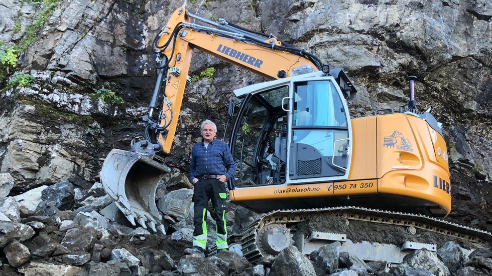STOR JOBB: Entreprenøren Olav Birger Hæreid har luftige dagar på jobb for tida.