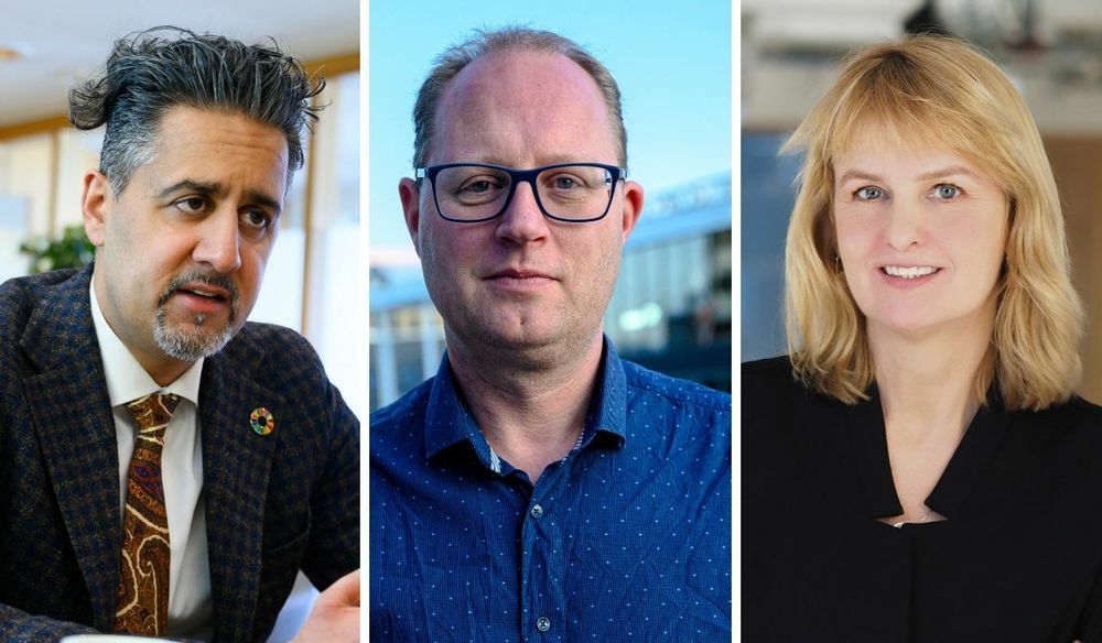 Kultur- og likestillingsminister Abid Raja (V), Tomas Bruvik, generalsekretær i LLA, Randi S. Øgrey adminstrerende direktør Mediebedriftenes Landsforening (MBL).