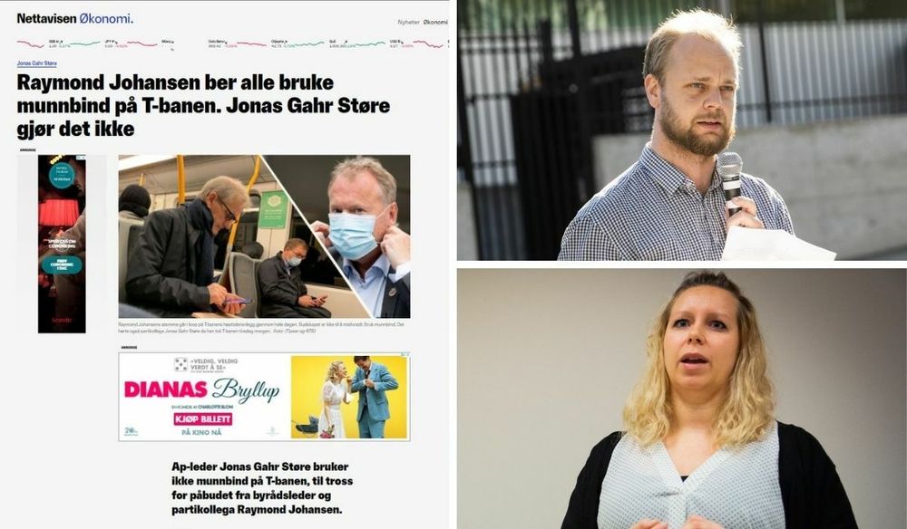 Rødt-politiker Mimir Kristjánsson reagerer på dette Støre-oppslaget hos Nettavisen, mens nyhetsleder Carina Alice Bredesen forsvarer det.