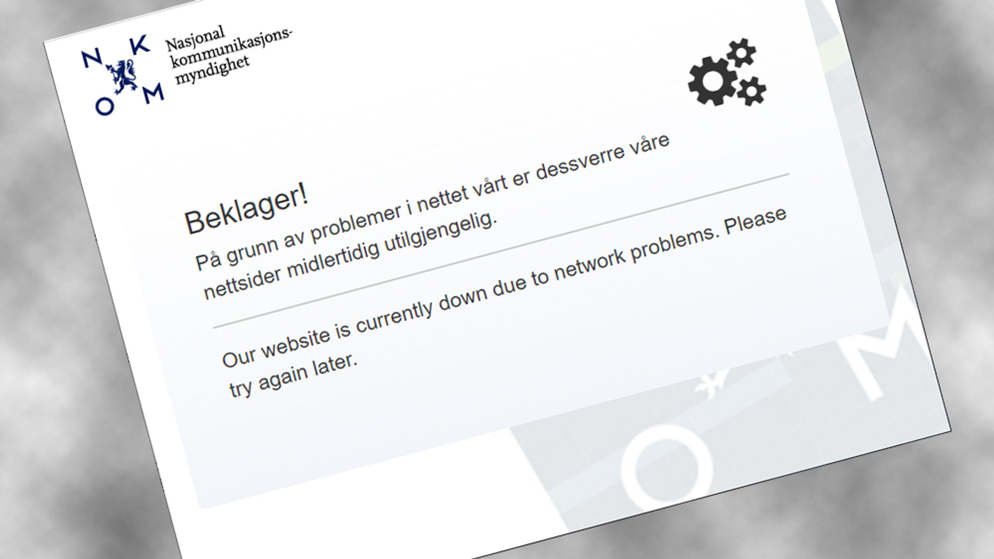 Nkom fikk trøbbel med egen IT-drift i snaut fire timer i dag.