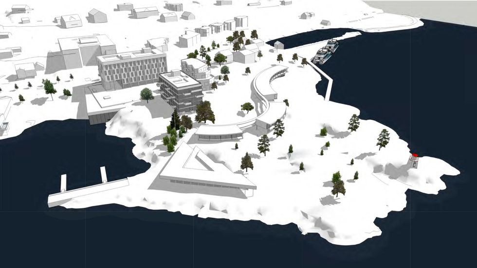 STORE PLANAR: Eigarane av Sognefjord Hotel på Leikanger har store planar om korleis tomta deira ved fjordkanten kan utviklast vidare.